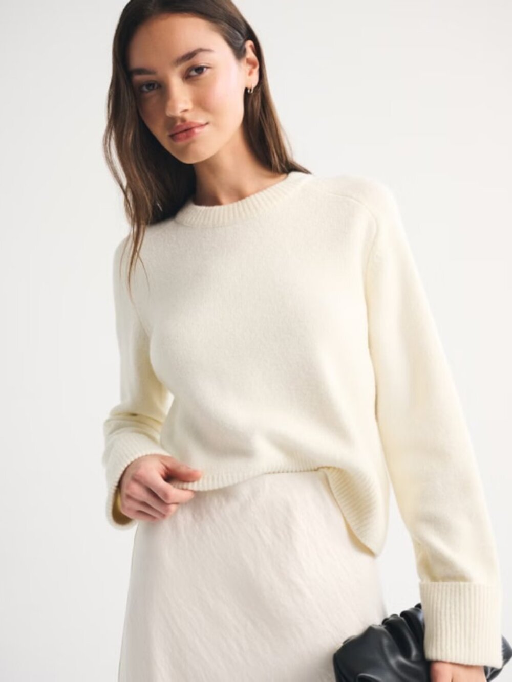 Abercrombie & Fitch Cream Crewneck Sweater | Size M | Soft Cotton Blend